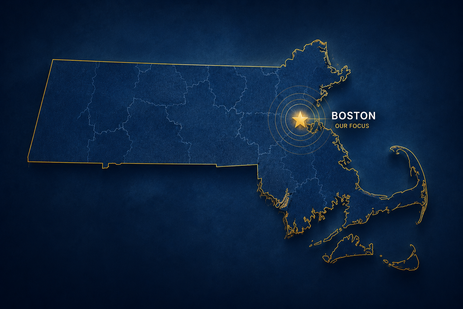 Map of Massachusetts with Boston marked as the focus area